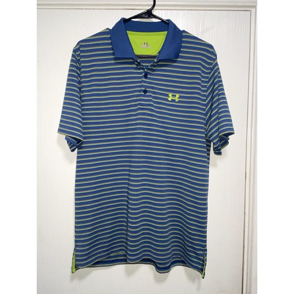 Under Armour Polo Shirt Mens‎ Small Short Sleeve Striped Heatgear Casual Golf